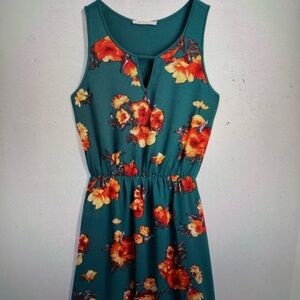 Market & Spruce Teal Dress with Orange Floral Pattern
